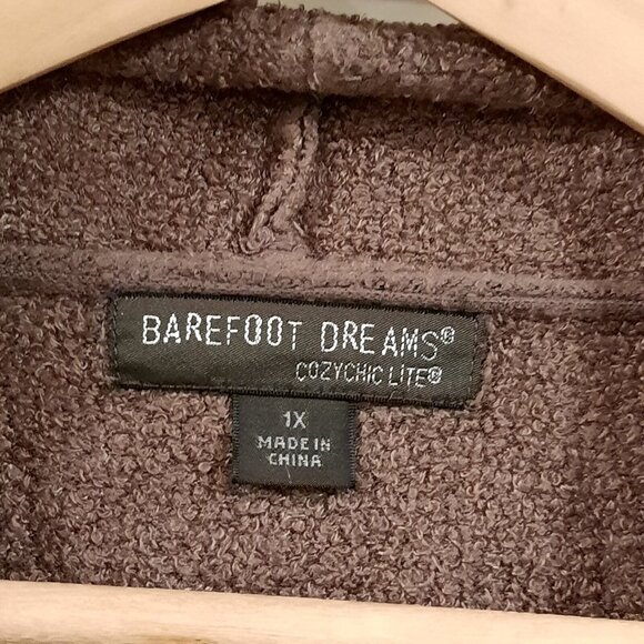 Barefoot Dreams Cardigan 1X Tan Brown Cozychic Lite Island Wrap Drape Sweater - Picture 3 of 10